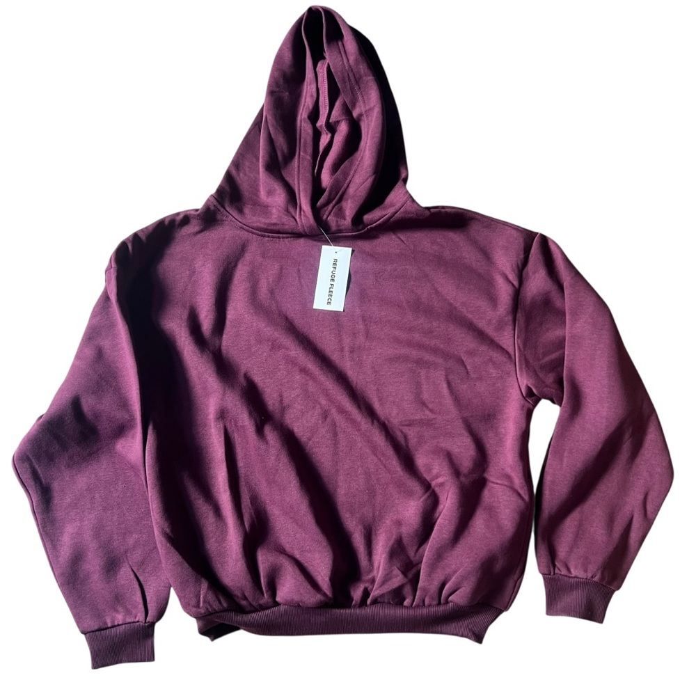 NWT Refuge Fleece Burgundy Pullover Hoodie Hooded Basic‎ Sweatshirt
